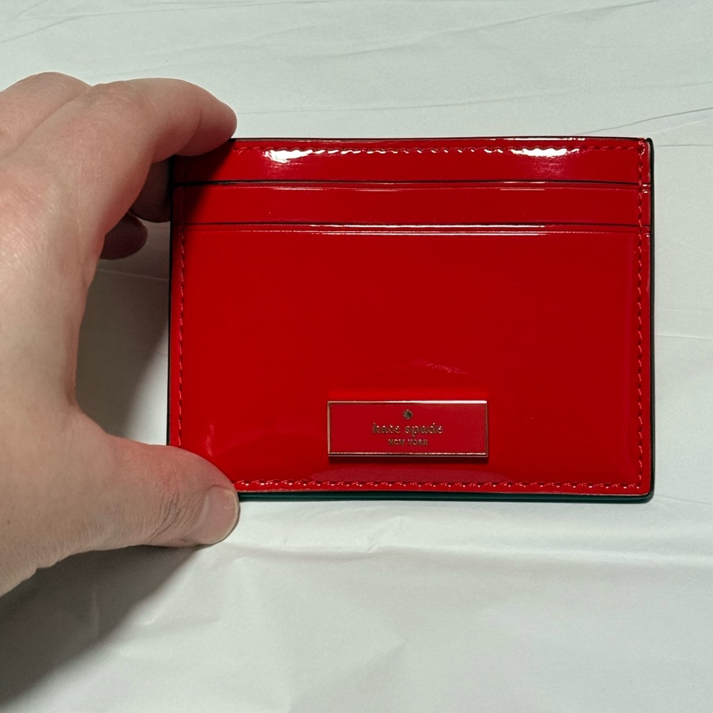 NWT Kate Spade Bridget Patent Small Slim Card Holder in KS Bright Red - Picture 6 of 9